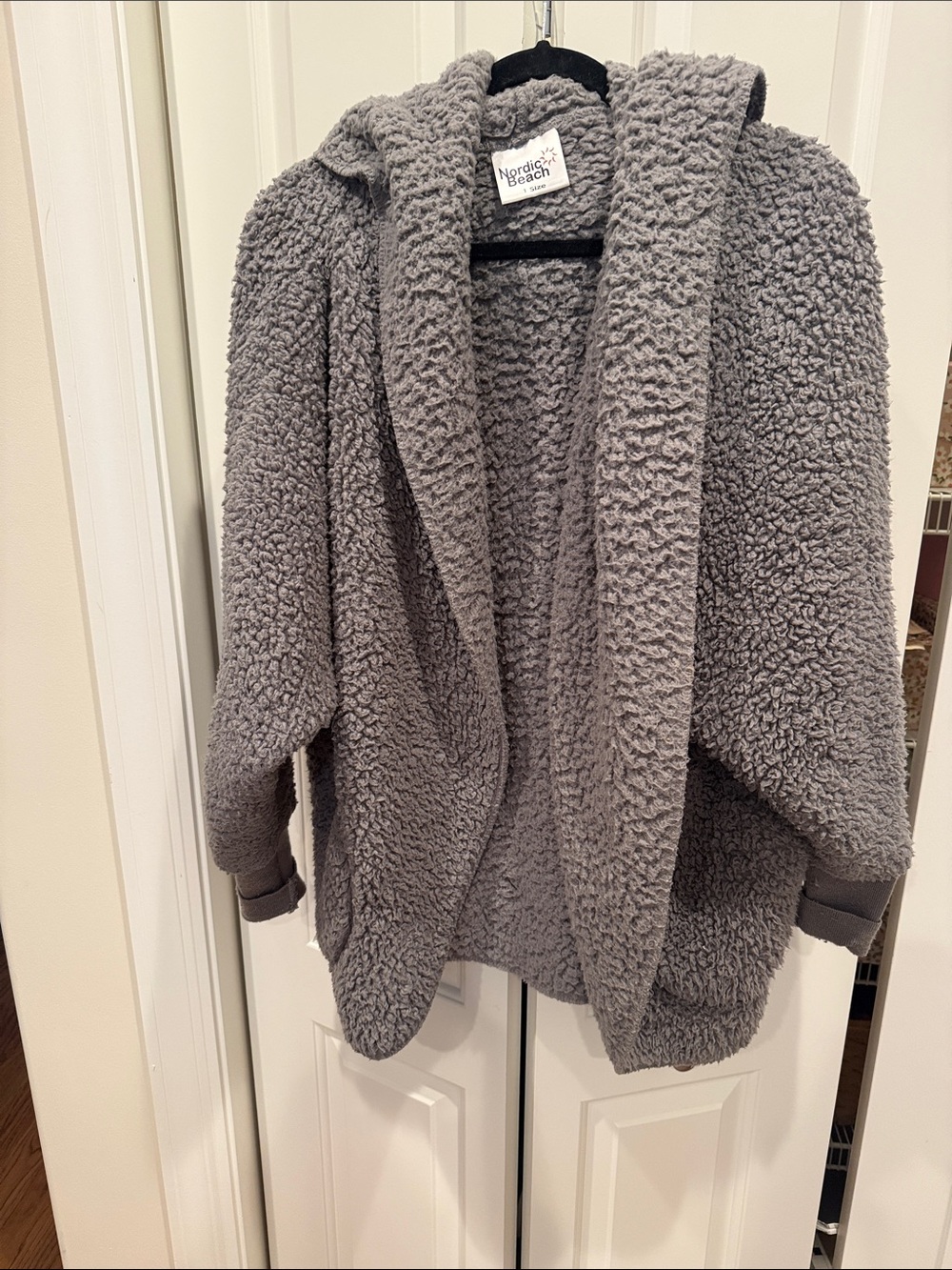 Nordic Beach Gray Sherpa Hooded Coat
